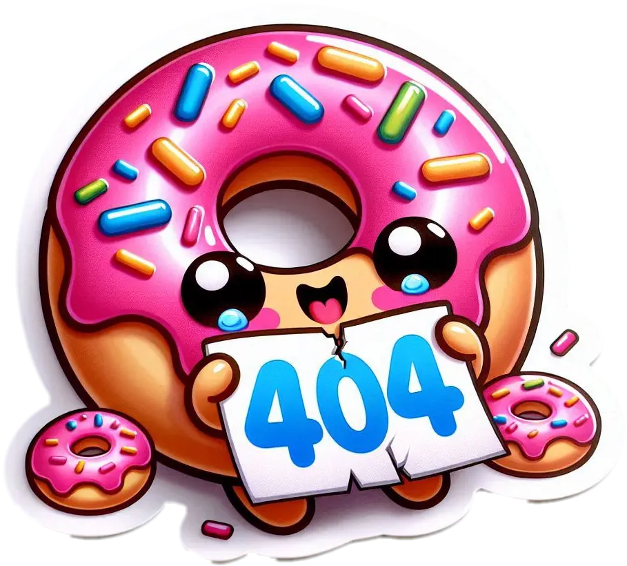 A donut eating a 404 page